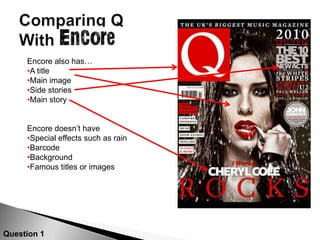 Comparing Q With EncoreEncore also has…A title