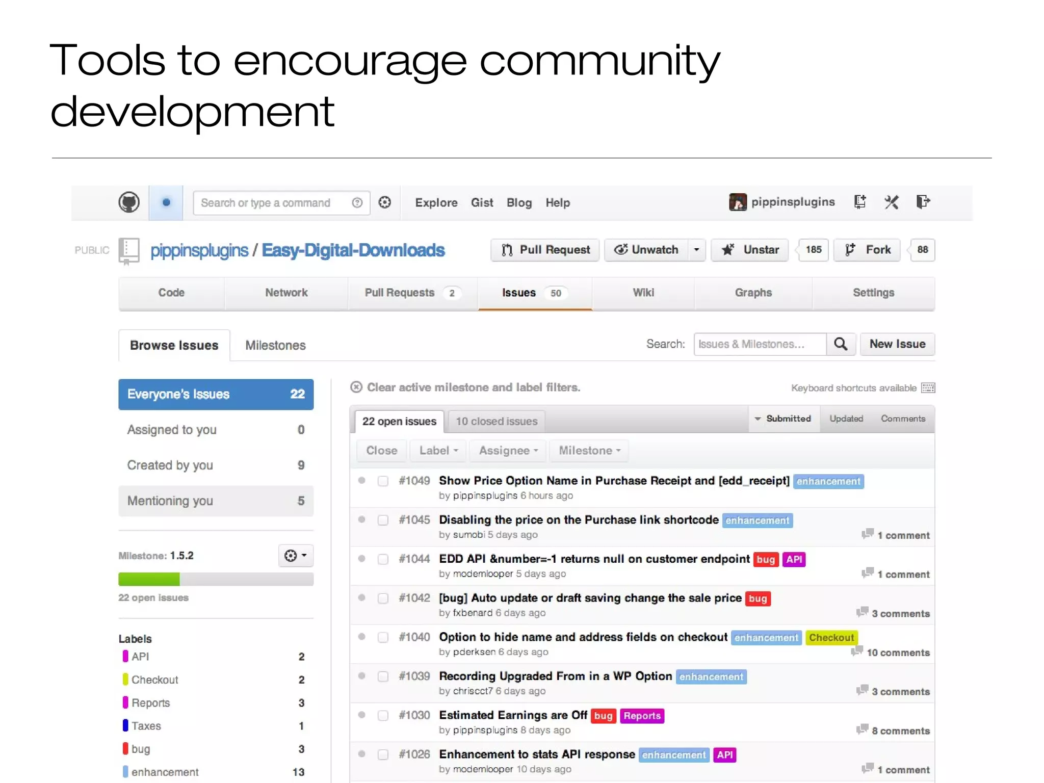 Tools to encourage community
development
 