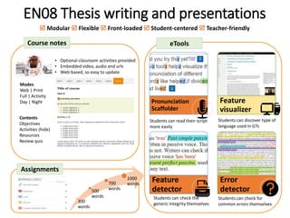 EN08 Thesis writing and presentations
Pronunciation
Scaffolder
Feature
visualizer
Course notes eTools
 Modular  Flexible...