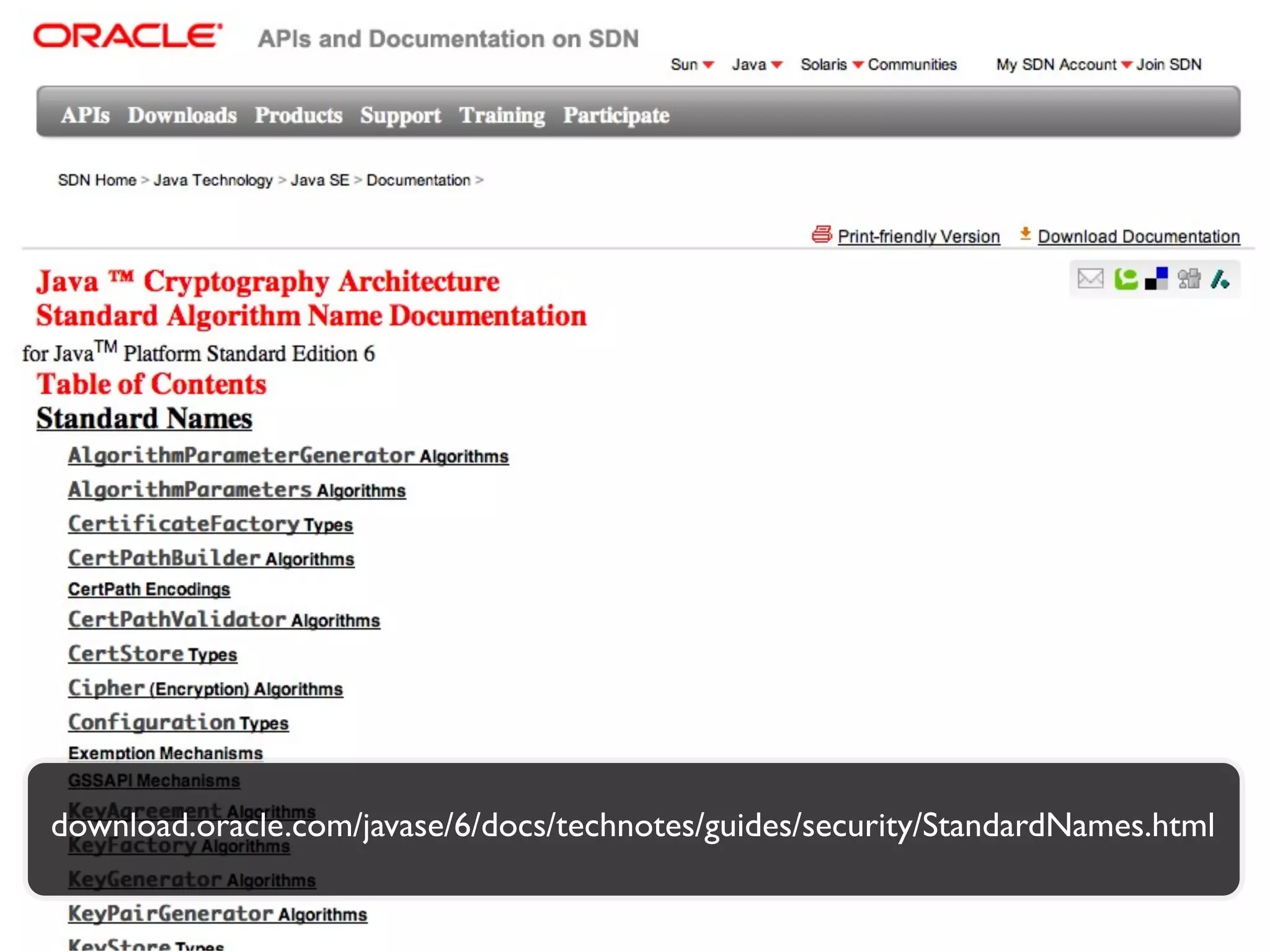 download.oracle.com/javase/6/docs/technotes/guides/security/StandardNames.html
 