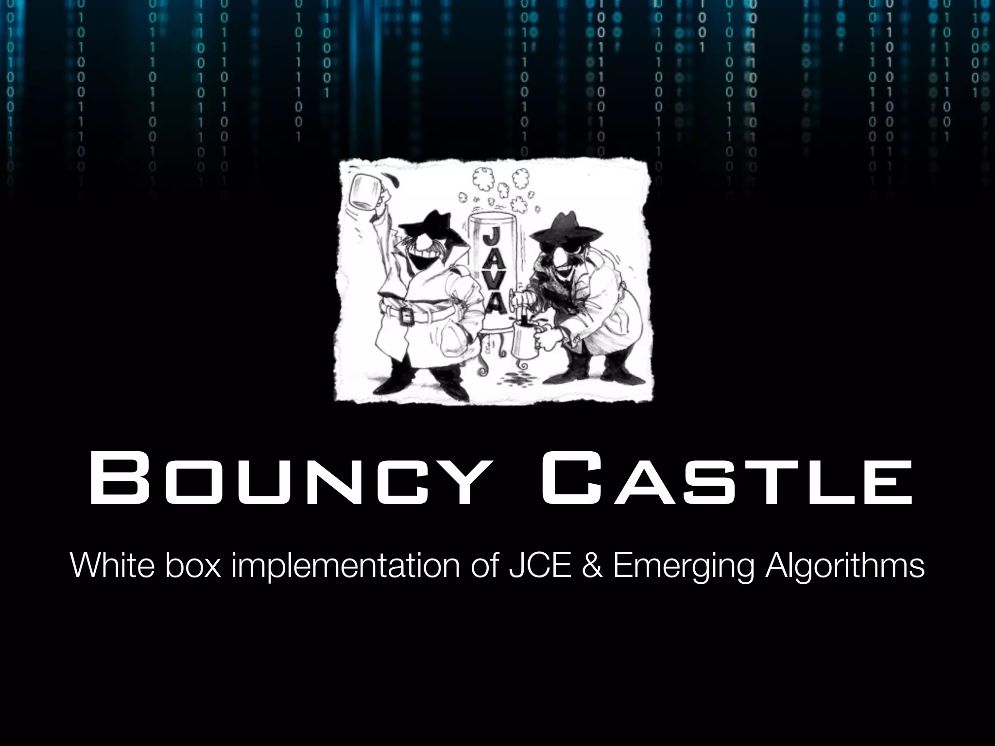 Bouncy Castle
White box implementation of JCE & Emerging Algorithms
 