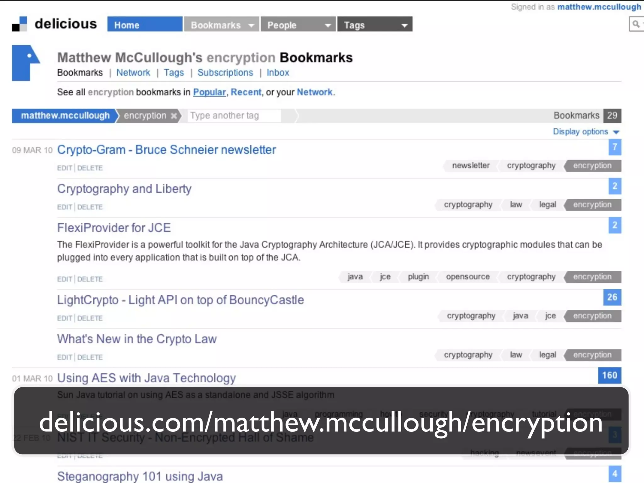 delicious.com/matthew.mccullough/encryption
 