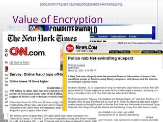 Value of Encryption
E56CRCPCF4ENE7E&C6ROD5CES46TA9467A85SS0FS.
 