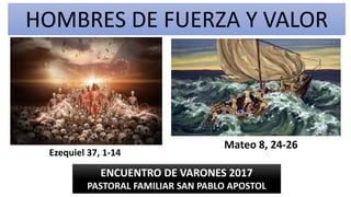 HOMBRES DE FUERZA Y VALOR
Ezequiel 37, 1-14
Mateo 8, 24-26
ENCUENTRO DE VARONES 2017
PASTORAL FAMILIAR SAN PABLO APOSTOL
 