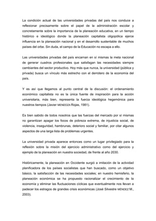 Una reflexión sobre la Universidad privada...