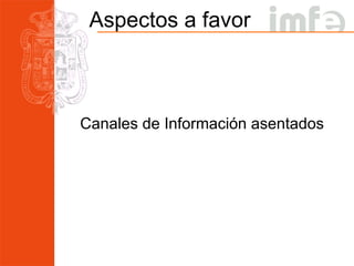 Aspectos a favor Canales de Información asentados 