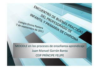 MOODLE en los procesos de enseñanza-aprendizaje
          Juan Manuel Garrán Barea
             CEIP PRÍNCIPE FELIPE
 