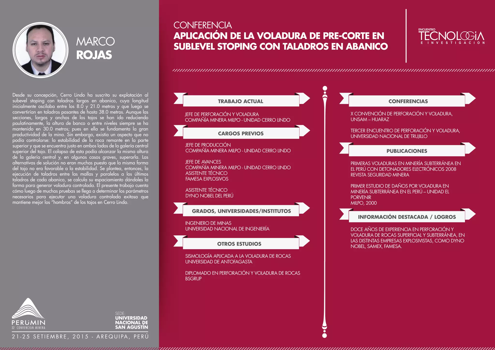 CONFERENCIA
AUDITOR DE CALIDAD CERTIFICADO, REVESTIMIENTO
CON CERO FUGAS Y EL ROL DE LOS MATERIALES
GEOSINTÉTICOS COMO UN ACTIVO EN MINERÍA
TRABAJO ACTUAL
CARGOS PREVIOS
PRESIDENTE
CQA SOLUTIONS, LTD.
MIEMBRO DE NORTH AMERICAN GEOSYNTHETICS
SOCIETY
MANNIK & SMITH GROUP, INC
NTH CONSULTANTS, LTD
HULL & ASSOCIATES, INC.
GRADOS, UNIVERSIDADES/INSTITUTOS
B.S. OF FORESTRY
MICHIGAN TECHNOLOGICAL UNIVERSITY
INFORMACIÓN DESTACADA / LOGROS
VEINTICINCO AÑOS DE EXPERIENCIA EN CAMPO Y
DIRIGIENDO EL CONTROL DE LA CALIDAD DE LA
CONSTRUCCIÓN DE EXCAVACIONES E INSTALACIÓN
DE GEOSINTÉTICOS EN APLICACIONES DE
CONTENCIÓN.
DIRIGIÓ EL CONTROL DE CALIDAD DEL REVESTIMIENTO
EN LA ESTACIÓN DE GENERACIÓN NUCLEAR DE PALO
VERDE, QUE RESULTÓ EN CERO FUGAS EN MÁS DE 493
ACRES DE SISTEMAS DE REVESTIMIENTO DE DOBLE
CONTENCIÓN.
PUBLICACIONES
THE COMPLETE FIELD GUIDE TO ENSURING QUALITY
GEOSYNTHETIC INSTALLATIONS, VOLUME 1: GEOMEM-
BRANES. 2015.
PROCEEDINGS OF GEOSYNTHETICS 2015. EXTRUSION
WELDS – THE GOOD, THE BAD, AND THE UGLY. 2015.
PROCEEDINGS OF GEOSYNTHETICS 2015. COVERING
YOUR ASSETS – CONSTRUCTION QUALITY ASSURANCE.
2015
PROCEEDINGS OF GEOSYNTHETICS MINING
SOLUTIONS 2014, ZERO LEAK LINERS – MONEY IN
YOUR POCKET. 2014.
OTROS ESTUDIOS
GCI-ICP CERTIFICADO EN ARCILLA Y GEOSINTÉTICA
LINER INTEGRITY SURVEYS USING ELECTRICAL RESISTIVITY
TRI/I-CORP INTERNATIONAL, APRIL, 2008
CONFERENCIAS
GEOSYNTHETICS MINING SOLUTIONS 2014, CANADA
REVESTIMIENTOS CON CERO FUGAS –DINERO EN SU
BOLSILLO
GEOSYNTHETICS 2015, EE.UU.
SOLDADURA DE EXTRUSIÓN – LO BUENO, LO MALO Y LO
FEO
CUBRIENDO SUS ACTIVOS – CONTROL DE CALIDAD EN
LA CONSTRUCCIÓN
PANEL: LA POSIBILIDAD DE REVESTIMIENTOS CON CERO
FUGAS
The use of geosynthetics in mining applications is becoming more
common in mainstream operations. There are wide ranges of
geosynthetics products that are available to the mining industry, some
of which have been specifically tailored to meet the rigorous
applications within the industry. Such products (and applications)
consist of geomembranes (containment), geotextiles (filtration,
erosion control, stabilization) GCL’s (barrier layers), geogrids
(stabilization), and geo-pipe (collection). Each of these products is
unique in terms of function and each can have an important roled in
maximizing the Return On Investment (ROI) to the owner.
In order for any geosynthetics project to achieve the maximum ROI,
there are six main components that need to be properly examined:
design, material selection, installation, Construction Quality Control
(CQC or QC), Construction Quality Assurance (CQA or QA), and
post-installation operations. Taking upfront time to properly vet the
qualifications of each service provider is of the utmost importance.
Ensuring each entity is onboard with the goals of the owner is equally
important.
The focus of this paper will be on the role of geosynthetic installations
as assets, construction Quality Assurance (CQA) and how both items
relate to ensuring a sound installation that should provide a
significant return on investment for the owner. This paper will look at
the elements that are required in obtaining a sound installation and
the tangible benefits of a zero-leak geomembrane installation.
GLEN
TOEPFER
SEDE:
UNIVERSIDAD
NACIONAL DE
SAN AGUSTÍN
2 1 - 2 5 S E T I E M B R E , 2 0 1 5 - A R E Q U I PA , P E R Ú
 