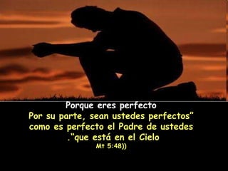 Porque eres perfecto “ Por su parte,   sean ustedes perfectos como es perfecto el Padre de ustedes que está en el Cielo”.  ( (Mt 5:48 