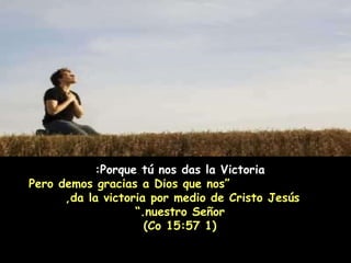 Porque tú nos das la Victoria:   “ Pero demos gracias a Dios que nos da la victoria por medio de Cristo Jesús,  nuestro Señor.” (1 Co 15:57) 