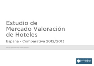 Estudio realizado entre 2000 personas
Estudio de
Mercado Valoración
de Hoteles
España - Comparativa 2012/2013
 