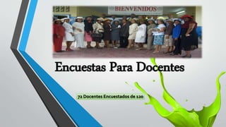 Encuestas Para Docentes
72 Docentes Encuestados de 120
 