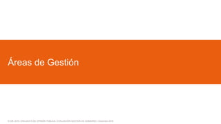 © GfK 2016 | ENCUESTA DE OPINIÓN PÚBLICA: EVALUACIÓN GESTIÓN DE GOBIERNO | Diciembre 2016
Áreas de Gestión
 