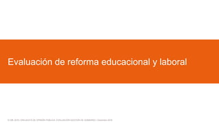 © GfK 2016 | ENCUESTA DE OPINIÓN PÚBLICA: EVALUACIÓN GESTIÓN DE GOBIERNO | Diciembre 2016
Evaluación de reforma educacional y laboral
 