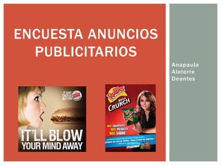 Anapaula
Alatorre
Deantes
ENCUESTA ANUNCIOS
PUBLICITARIOS
 