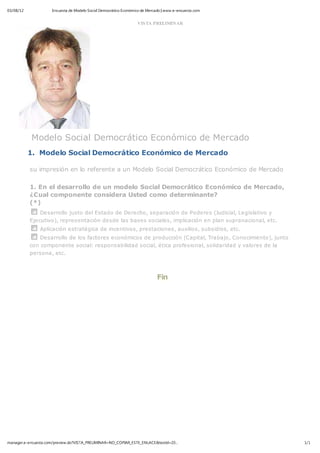Encuesta de Modelo Social Democrático Económico de Mercado _ www.e-encuesta.com
