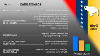 MÉTODO DE SELECCIÓN
DISPERSIÓN GEOGRÁFICA
DE LA MUESTRA
Muestreo aleatorio simple.
CUESTIONARIO
RASGOS DEL UNIVERSO
INVEST...