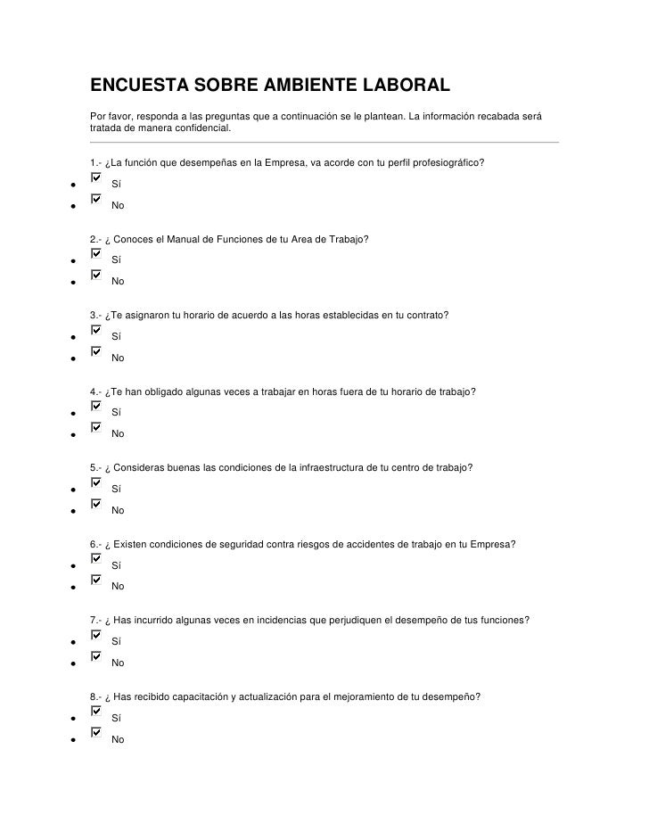 preguntas para una entrevista de seguridad e higiene encuesta sobre ambiente labora1 preguntas para una entrevista de seguridad e higiene encuesta sobre ambiente labora1