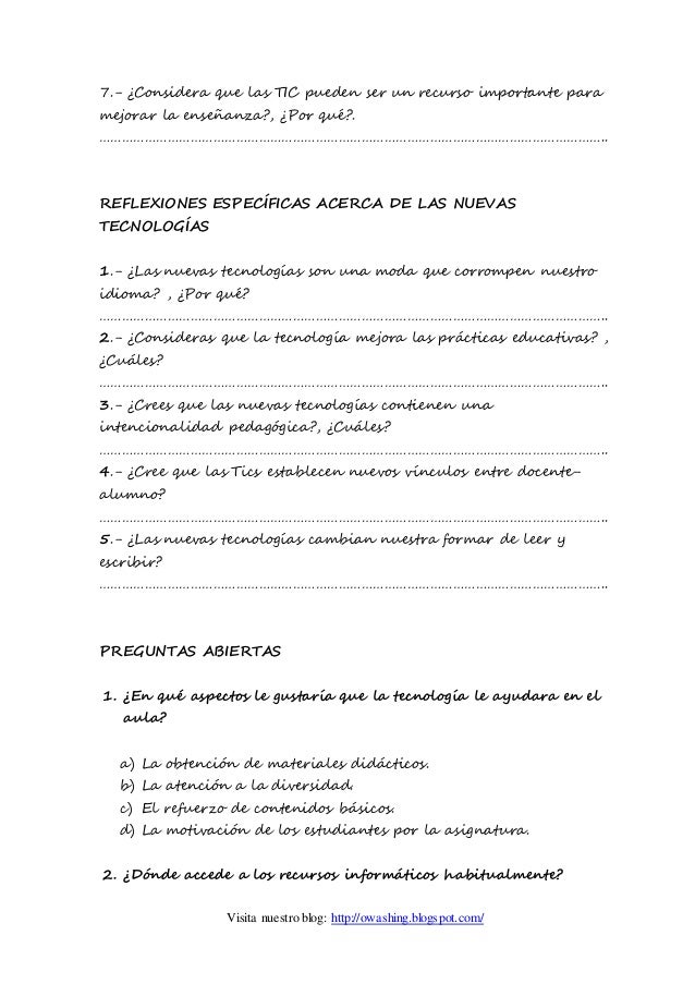 genio aprobar disculpa encuesta sobre las tics a los alumnos Rizado