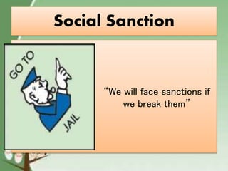 Social Sanction
“We will face sanctions if
we break them”
 