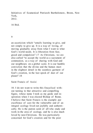ENCYCLICAL LETTER LAUDATO SI’OF THE HOLY FATHER | DOCX