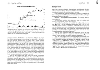 238 Flags, High and Tight Sample Trade 239
,1'!
A
m,
Figure 15.6 A high, tight flag with prices stair­stepping higher. How do you
trade this high, tight flag? Buy into the situation once prices rise above the break­
out level. You may buy sooner, once prices stage a breakout by piercing the top
trendline, but you increase your risk of failure.
of the flag formation. This breakout is not always clear. In Figure 15.6, if you
look closely, the stock appears to break through the top trendline 3 days before
the actual breakout. In many cases, you cannot draw a straight trendline
throughout the flag formation, making it difficult to gauge when a breakout
occurs. For this reason, I use the top of the formation as the breakout point
(shown in Figure 15.6 as the breakout level). Ifyou are skeptical of this guide­
line, look back at Figure 15.2. Five days after the stock reaches a new high and
a flag begins forming, the stock spikes upward. Then, just as quickly, prices
turn down again. It is over a month before prices rise above the highest high
and a lot can happen in a month! Better yet, look back at Figure 15.4 and look
at the false breakout. If you had taken a position in the stock when prices
pierced the trendline, you would have ended with a loss. This trading tactic
would have prevented you from investing in the stock.
After you take a position in the stock, hang on for the ride. The rise usu­
ally will not be a straight­line advance but more like a staircase. The stock rises,
consolidates, then rises again. Figure 15.6 shows this behavior. In mid­Sep­
tember, just after the volume spike, prices retrace a bit before advancing again.
Then they move up to the flag and pause. Another advance and pause brings
higher prices into December. And so on. As long as the stock is stair­stepping
higher, hang onto it.
Sample Trade
John is nuts. I say that in a friendly, good sort ofway. He is unreliable, sure, but
a blast to be around. Always effervescent, bubbling with enthusiasm, he trades
stocks just as he runs his life: carefree, pedal to the metal.
When he spotted the high, tight flag shown in Figure 15.6, he wasted no
time in taking a position. When prices pierced the down trendline, he bought
in big (above point A on the chart).
He placed a stop l
/s below the formation low at 5s
/s. Two days later, he
was stopped out.
"A billion here, a billion there, and pretty soon you're talking real
money!" he grunted as he told me about the trade.
He backed off for a few days and waited for the stock to climb above the
high (6l
/2). When it did, he bit and piled into the stock again at 61
/2. He con­
sidered the bottom of the flag a support area, so that is the price he used as his
stop loss. This time, however, he used a mental stop, one that is not placed with
a broker but kept in his head. There is really no problem with a mental stop
providing an investor is willing to pull the trigger when prices hit the stop.
With unreliable John, that is always a problem.
Now and again, John looked at the price chart just to see how the trade
was doing. The stock climbed to a support zone at 8 and went horizontal for 3
months. Toward the end of that time, he raised his mental stop to 73
/4.
Then, the stock climbed again. It ignored the double top formed by peaks
in early January and late February, and so did John. By April the stock posted
a new high, quietly disclosing that the double top turned out to be false. As the
stock passed 13 in mid­April, John started to pay attention. He saw it reach
13 'A and back off for a bit, sinking to a low of 11 '/s. Then it spurted up again.
John drew a trendline upward following the latest move and when prices
pierced the line, he called his broker. He sold at 135
/s, not close to the high of
157
/8, but "close enough for government work," he chortled. After commis­
sions, he made 108% in slightly less than 8 months.
 