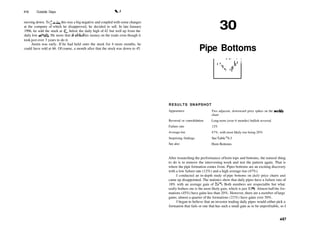416 Outside Days V­'
moving down. ToJustin, this was a big negative and coupled with some changes
at the company of which he disapproved, he decided to sell. In late January
1996, he sold the stock at 41, below the daily high of 42 but well up from the
daily low of l&A. He more that doubled his money on the trade even though it
tookjust over 3 years to do it.
Justin was early. If he had held onto the stock for 4 more months, he
could have sold at 66. Of course, a month after that the stock was down to 45.
30
Pipe Bottoms
RESULTS SNAPSHOT
Appearance
Reversal or consolidation
Failure rate
Average rise
Surprising findings
See also
Two adjacent, downward price spikes on the weekly
chart
Long­term (over 6 months) bullish reversal
12%
47%, with most likely rise being 20%
SeeTable 30.3
Horn Bottoms
After researching the performance ofhorn tops and bottoms, the natural thing
to do is to remove the intervening week and test the pattern again. That is
where the pipe formation comes from. Pipes bottoms are an exciting discovery
with a low failure rate (12%) and a high average rise (47%).
I conducted an in­depth study of pipe bottoms on daily price charts and
came up disappointed. The statistics show that daily pipes have a failure rate of
18% with an average gain of 33%. Both numbers are respectable but what
really bothers me is the most likely gain, which is just 10%. Almost halfthe for­
mations (45%) have gains less than 20%. However, there are a number oflarge
gains; almost a quarter of the formations (23%) have gains over 50%.
I began to believe that an investor trading daily pipes would either pick a
formation that fails or one that has such a small gain as to be unprofitable, so I
417
 