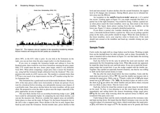 84 Broadening Wedges, Ascending
Centex Corp. (Homebuilding, NYSE, CTX)
Double Top
Figure 5.6 The measure rule as it applies to two ascending broadening wedges.
Astute investors will recognize the twin peaks as a double top.
above 80%, so the 61% value is poor. As you look at the formation on the
right, you can see how close the price target really is to the breakout price.
If you were to compute the formation height and subtract it from the
breakout point, there would be even fewer formations meeting the price target.
Only 27% would meet the new, lower, price target, which is very different
from 80%. What about computing a target price that is nearer the breakout,
say, using half the formation height subtracted from the breakout? This com­
putation only results in a 64% success rate. The number is certainly better than
27% but is not much of an improvement over the 61% number using the low­
est formation low.
This formation has a good track record ofdownside breakouts. However,
20% of the time prices either move horizontally or break out upward. If you
wait for a breakout before investing, you substantially increase your chances of
a profitable trade. Once prices decline below the lower trendline, sell the stock
short. Be prepared to cover the short as prices near the target, especially if the
price approaches an area of support.
The most likely decline from an ascending broadening wedge is just 10%,
but it could be substantially higher. In computing the most likely decline, you
can use the measure rule. However, consider that support areas are probably
better places to close out the trade. In Figure 5.6, the lowest formation low on
the left is also a support point. Prices decline to the low in early August then
head up and create the formation. Several months later, prices decline to that
Sample Trade 85
level and turn around. As prices decline after the second formation, the support
level at 36 changes into resistance. During March, prices try to rebound but
turn away near the 36 level.
An exception to the wait­for­breakout­confirmation rule is if a partial
rise occurs. Looking again at Figure 5.6, you might conclude that there is a
partial rise in the right formation. You would be wrong. I define a partial rise
as when prices touch the lower trendline, move up, then return to the lower
trendline. The figure shows prices starting from the top trendline, not the
lower one. Figure 5.2 shows a properly identified partial rise.
If you detect a partial rise, consider shorting the stock. In 84% of the
cases, a downside breakout follows a partial rise. Since you are getting a quicker
jump on the stock, your profits should be larger. When the stock declines to
the lower trendline, move your stop­loss order to break­even. If the stock
should turn around at the trendline and head up, consider closing out your
position.
Sample Trade
Curtis works the night shift at a large bakery near his home. Working at night
frees up the daylight hours for other activities, such as sleep. Occasionally, he
spots a situation such as that shown in Figure 5.6, one that makes the morning
sun seem even brighter.
Each day before he hit the sack, he plotted the stock and watched with
amusement the first broadening wedge form. When die second one appeared,
he wiped the sleep from his eyes and took notice. It was not so much the broad­
ening wedge that excited him; it was the wedge coupled with the double top.
Together, they spelled an especially bearish situation, one that he was willing
to shell out his hard earned money to trade.
The day after the stock closed below the lower trendline, Curtis sold the
stock short and received a fill at 39/2. He used the double top measure rule to
estimate his target price. With a top at 453
/t and a valley low of 36'/4, the target
turned out to be 26% (that's 453
/4­ 36'/4). He decided to place an order to cover
the short at 27'/8, just above the whole number and just above where everyone
else was likely to place theirs. Then he went to bed.
Each day, before he closed the curtains to get some sleep, he would check
on his stock. To him, it was pleasing to see the stock begin moving down
immediately and sailing below the nearest broadening wedge target price
(387
/8). He lost some sleep worrying about the upward retrace in March, and
wondered if the party were over.
Curtis hung in there and the stock eventually pierced the resistance zone
and kept moving down. He hoped that the March resistance zone was just the
corrective phase of a measured move down, which would place the target price
at 221
/2, well below his target at 27'/s. He decided not to be greedy and lower
 