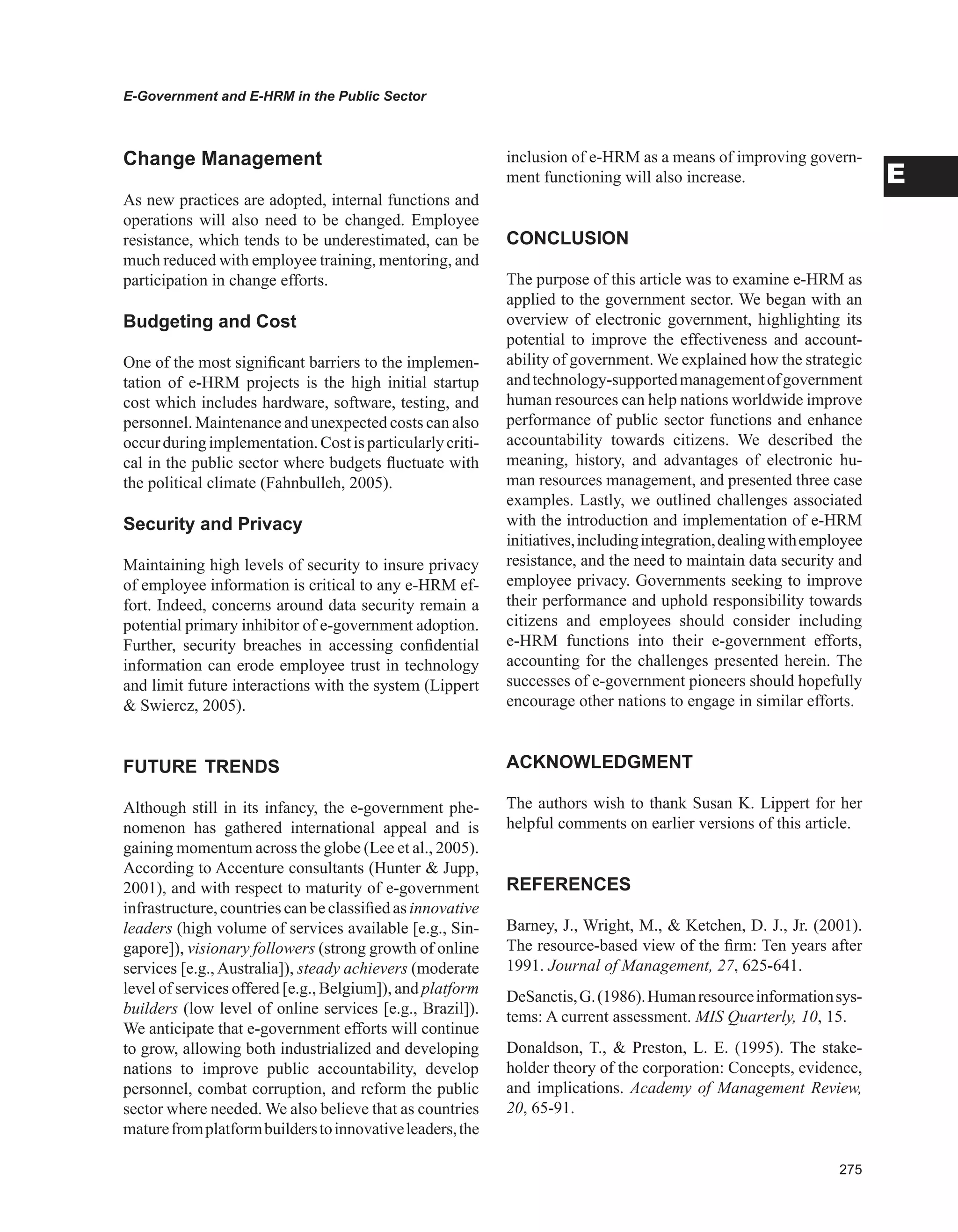 Encyclopedia of human resources information systems challenges in e hrm 