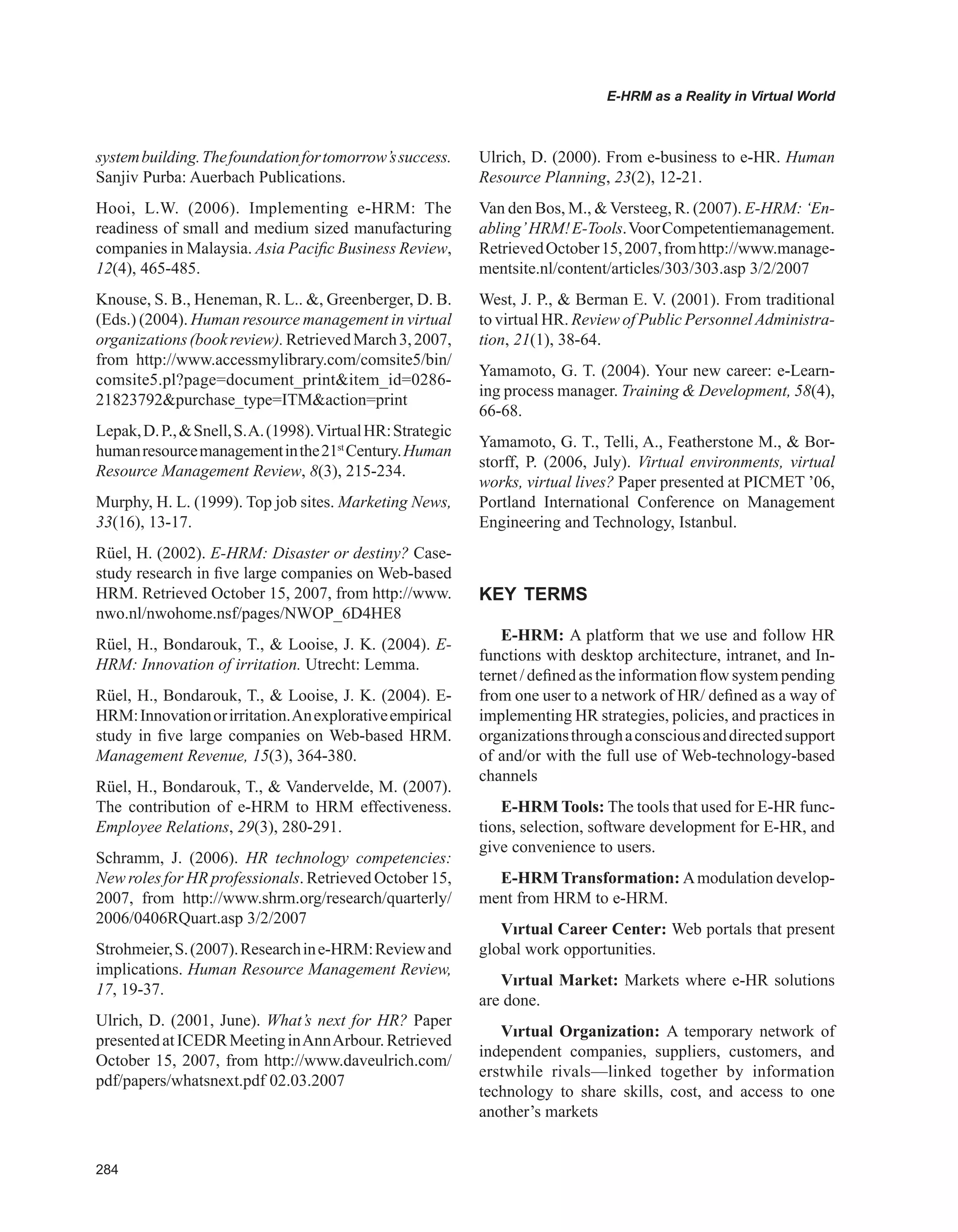 Encyclopedia of human resources information systems challenges in e hrm 