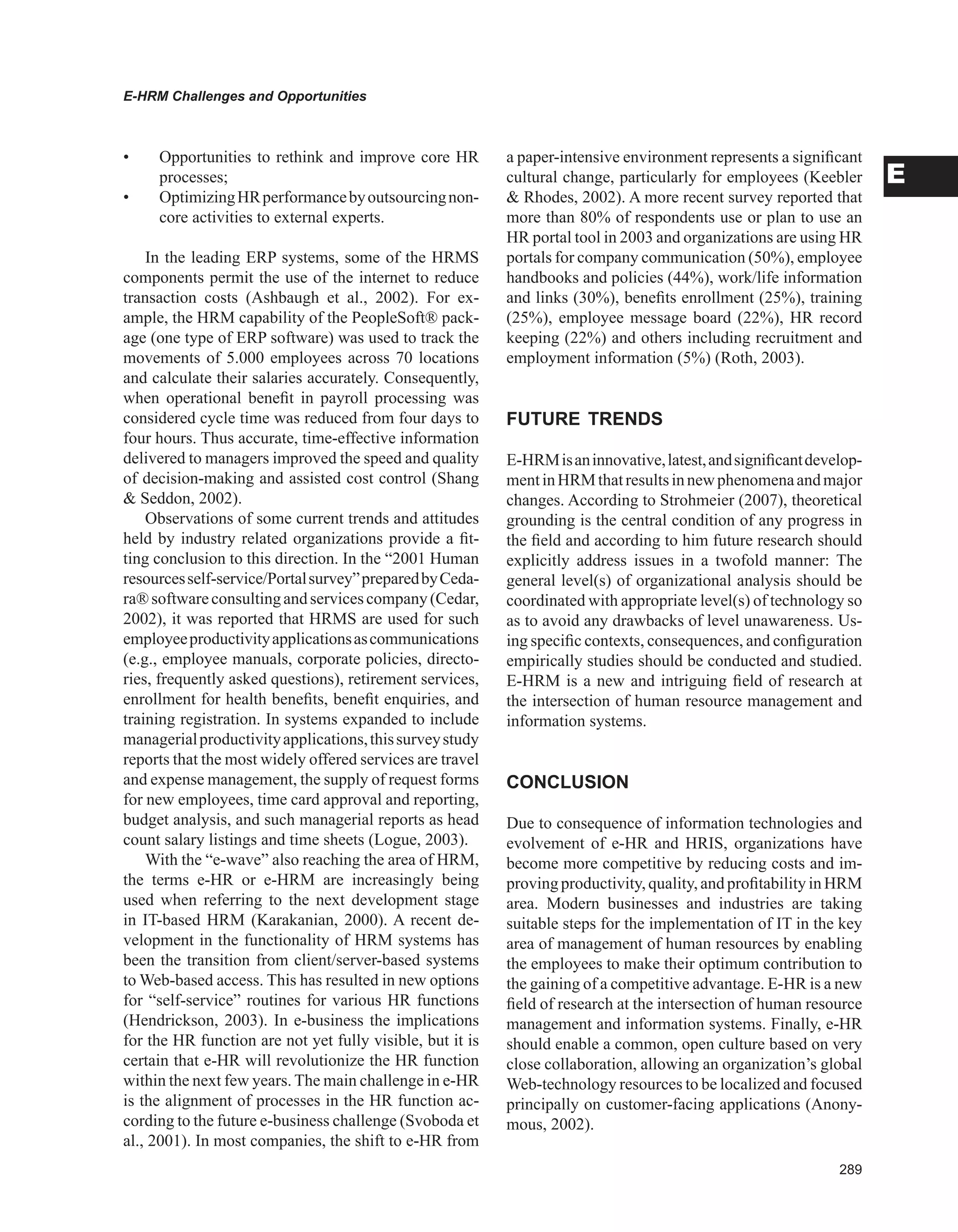 Encyclopedia of human resources information systems challenges in e hrm 