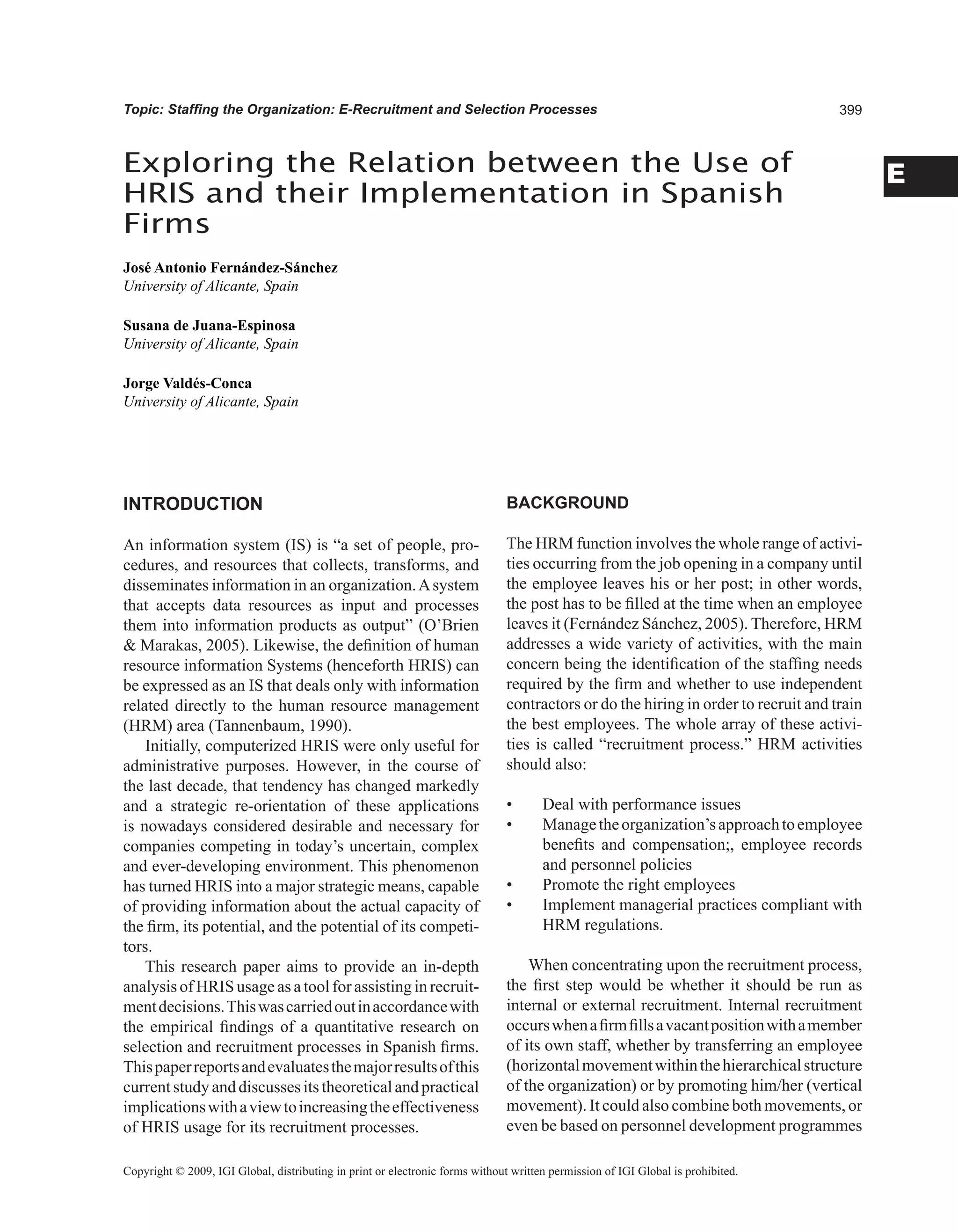 Encyclopedia of human resources information systems challenges in e hrm 
