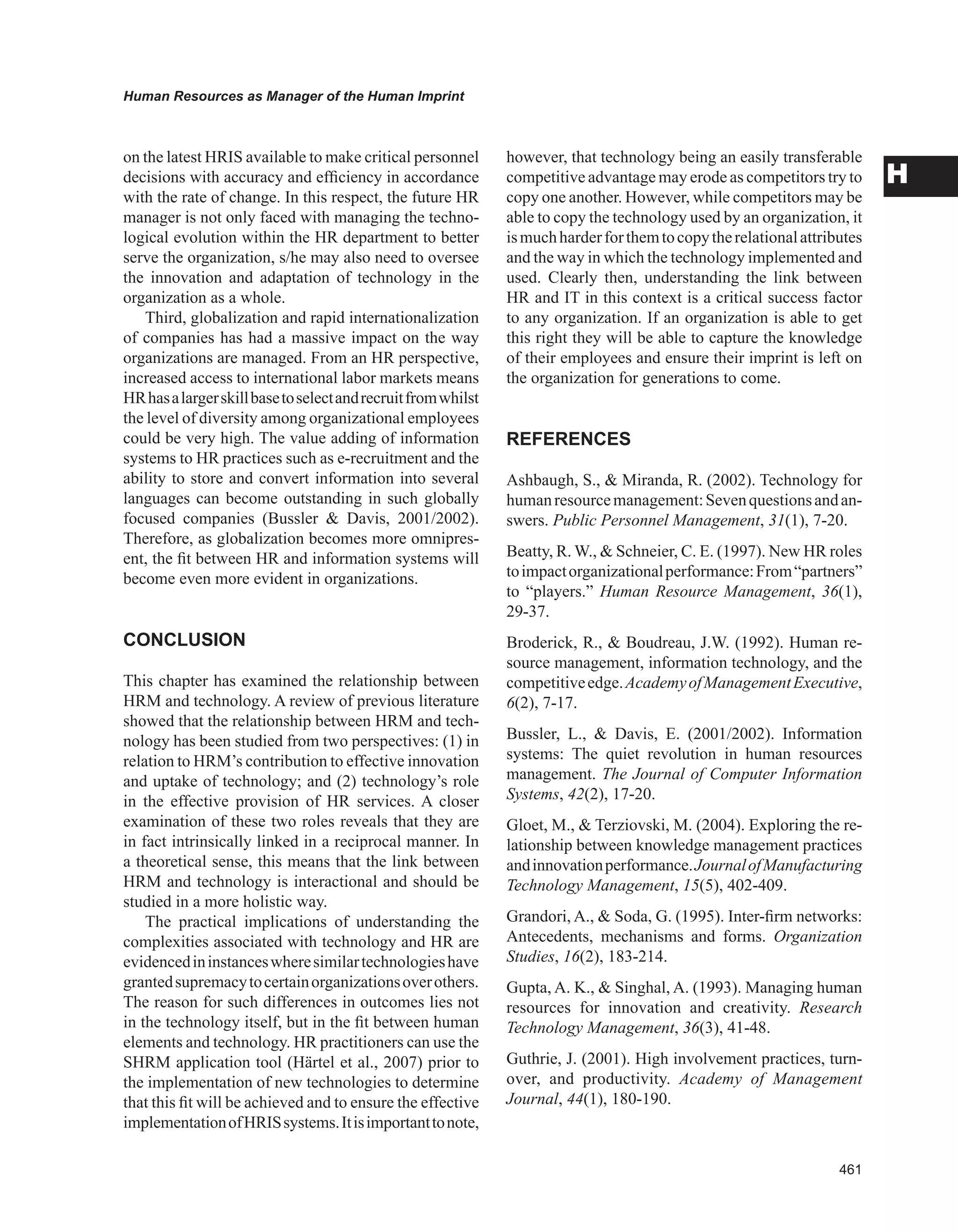 Encyclopedia of human resources information systems challenges in e hrm 