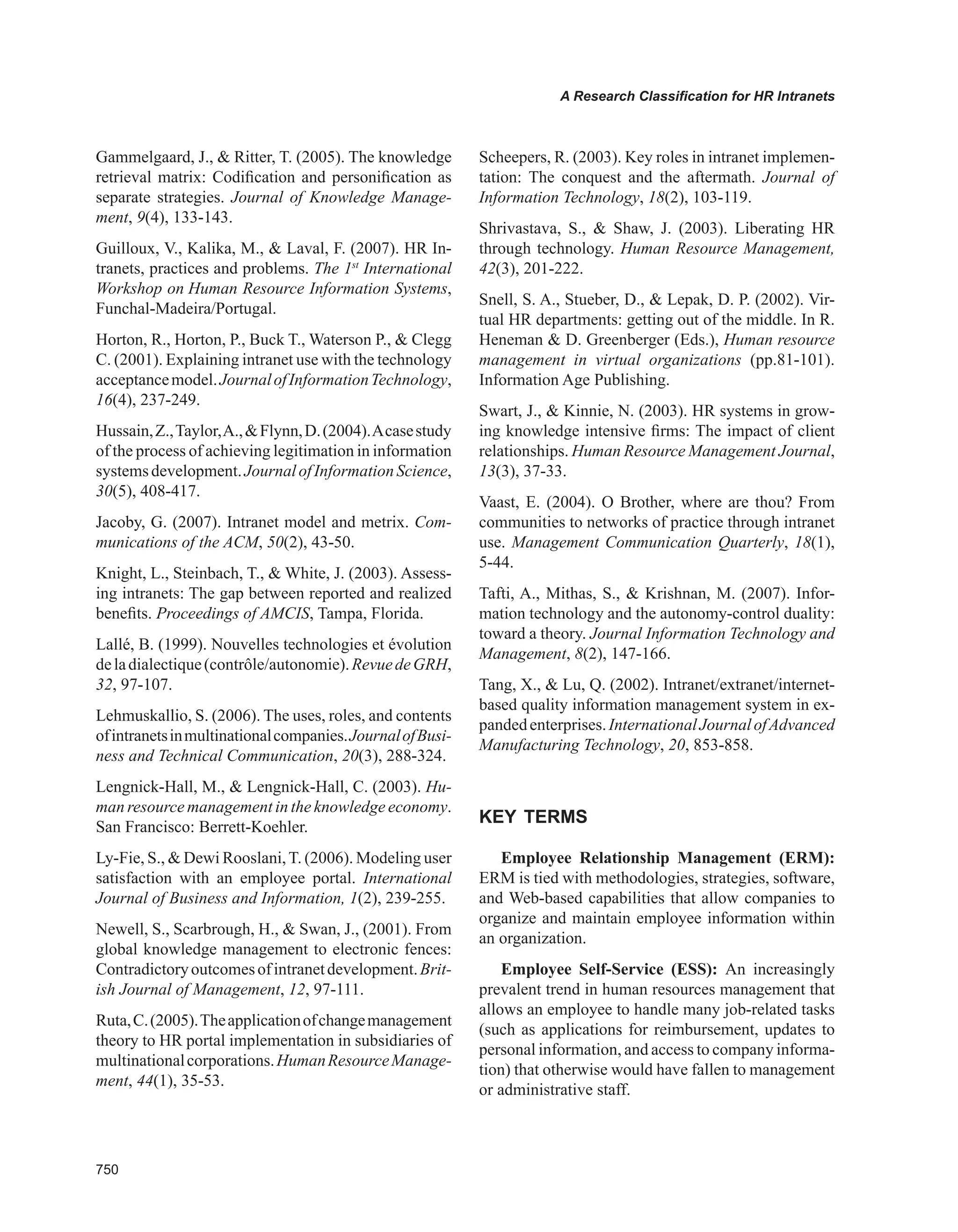 Encyclopedia of human resources information systems challenges in e hrm 