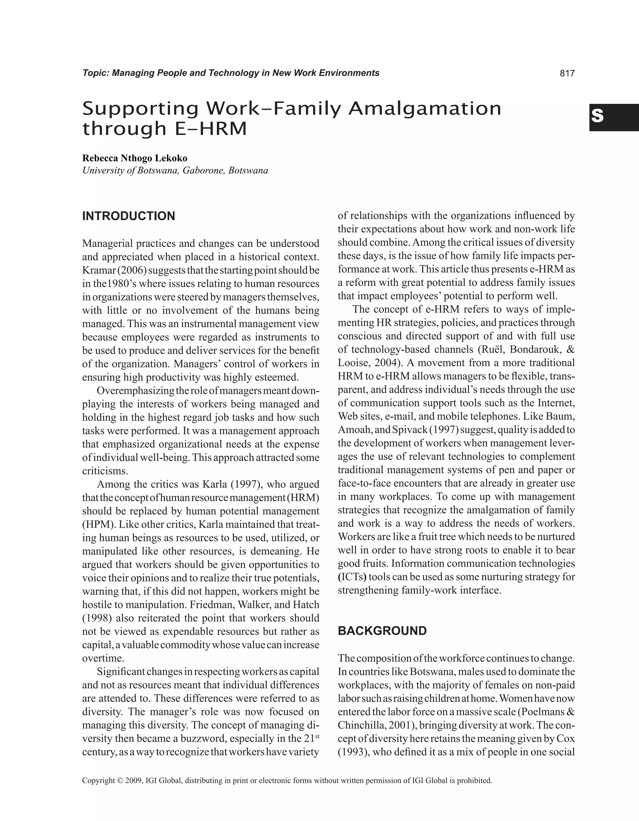 Encyclopedia of human resources information systems challenges in e hrm 
