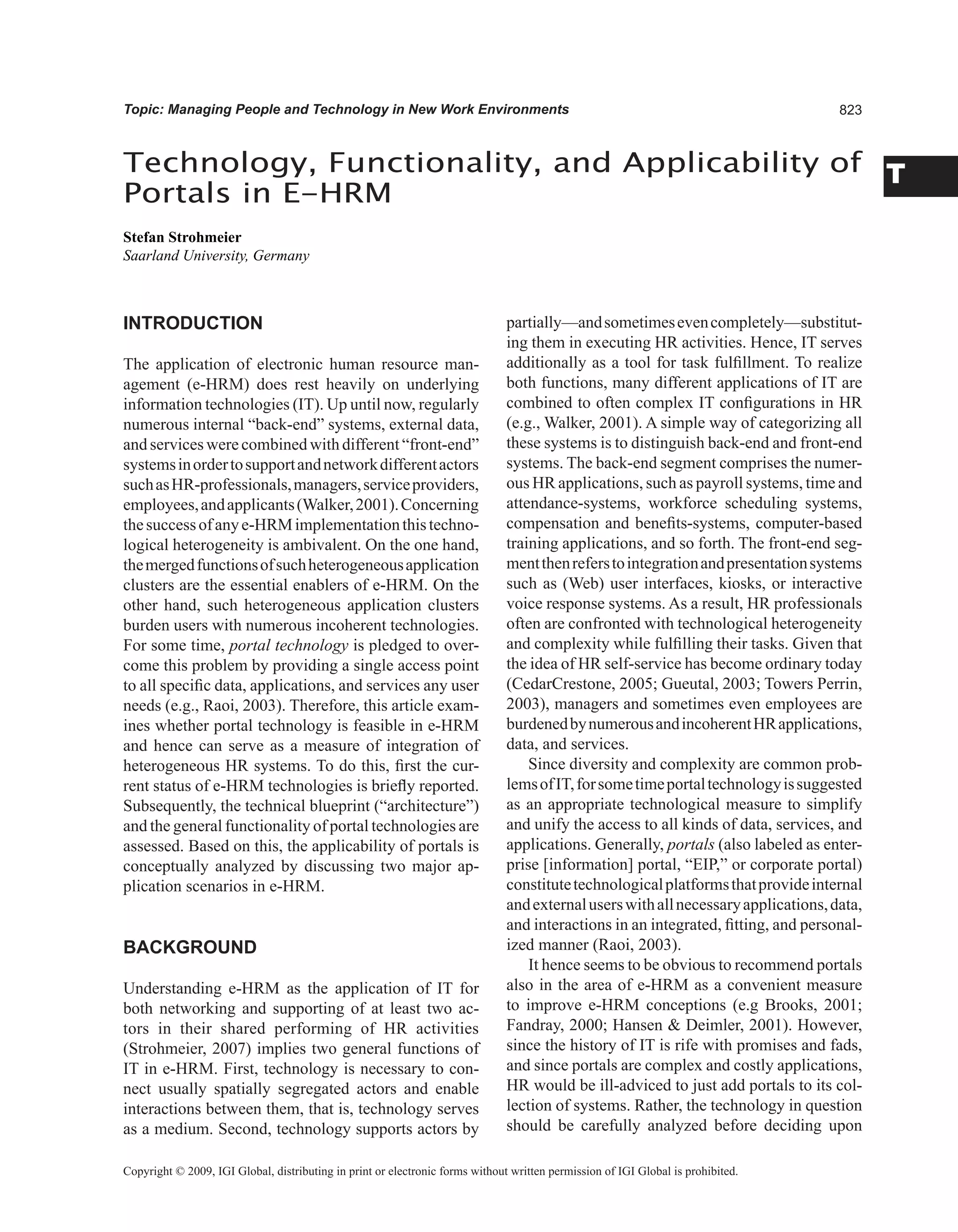 Encyclopedia of human resources information systems challenges in e hrm 