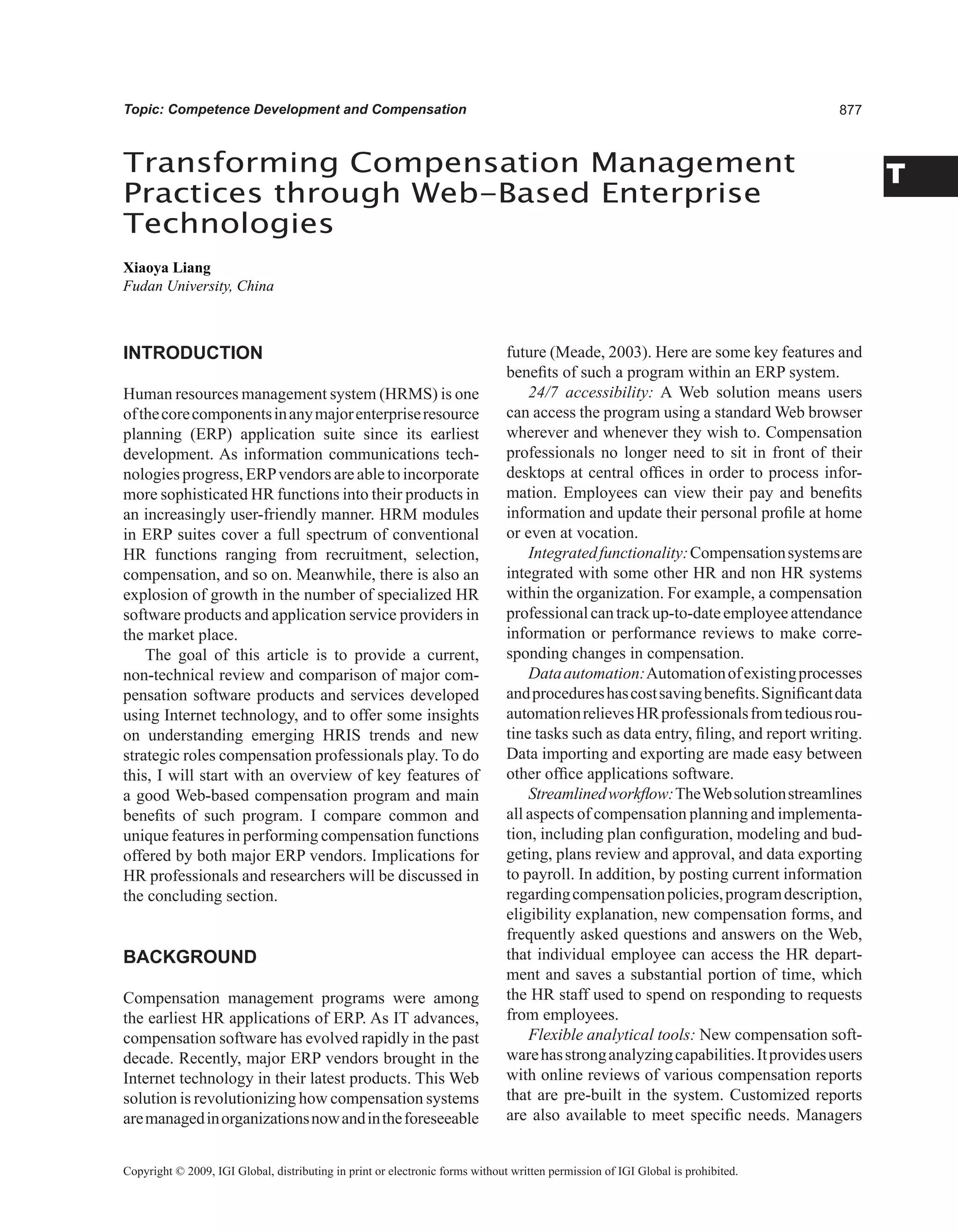 Encyclopedia of human resources information systems challenges in e hrm 