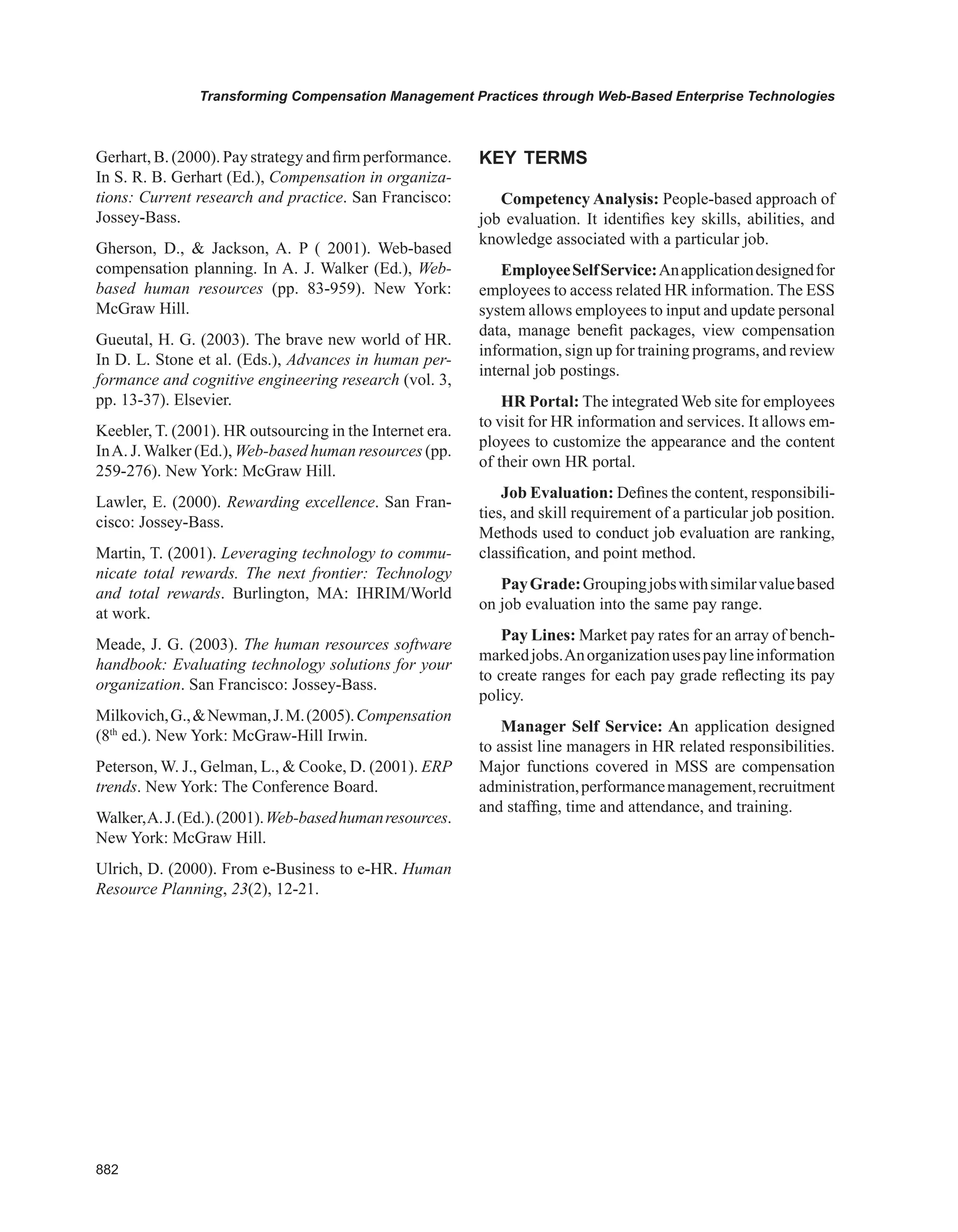 Encyclopedia of human resources information systems challenges in e hrm 