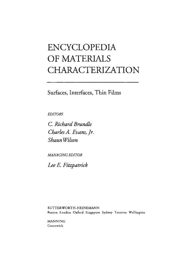 Encyclopedia of materials characterization