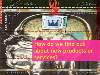 Let's  see how we  find  out about new products or services ... Watch  Where Advertising Headed  click 