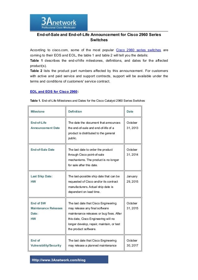 End Of Sale And End Of Life Announcement For Cisco 2960 Series Switch End Of Sale And End Of Life Announcement For Cisco 2960 Series Switch