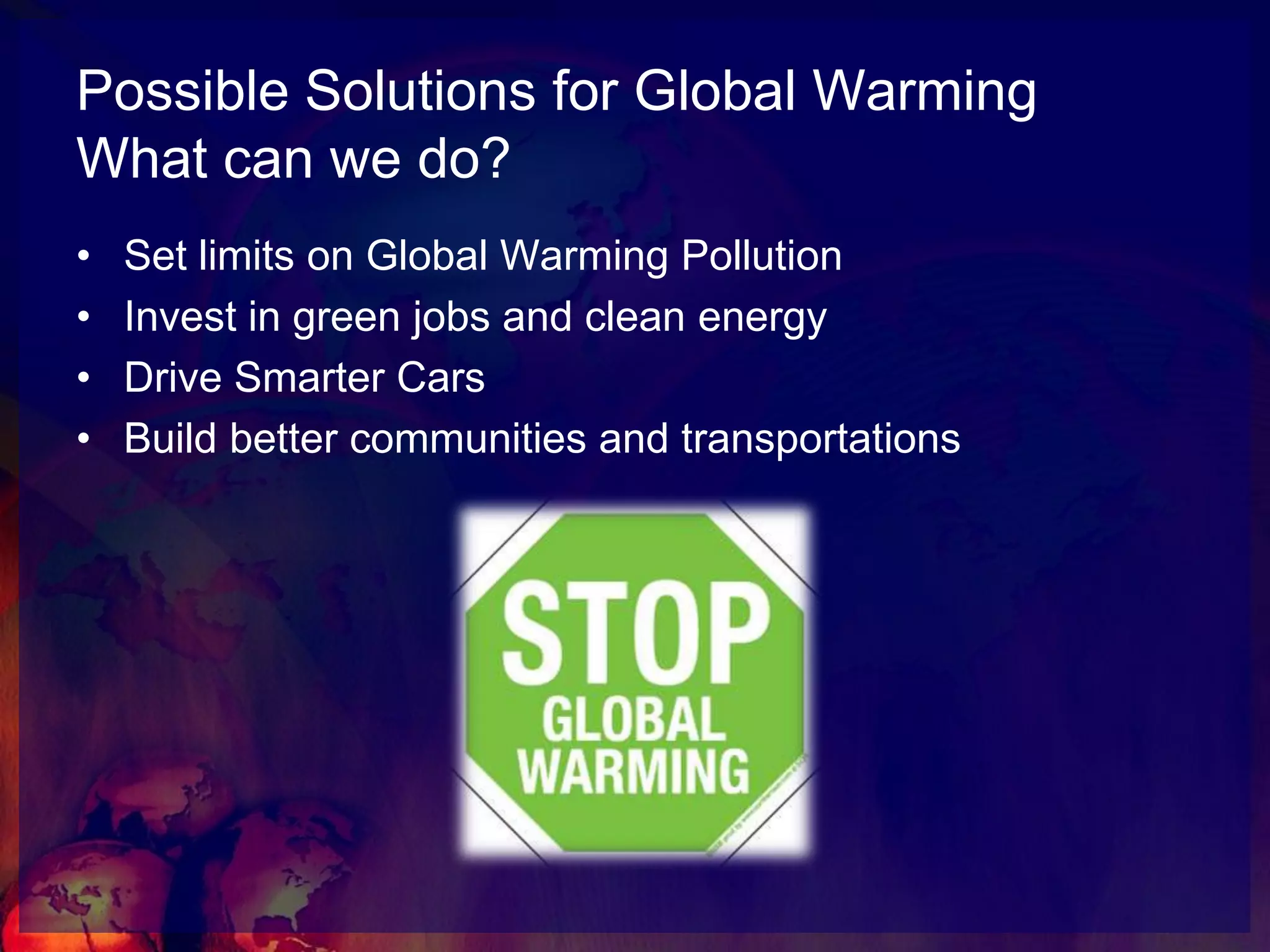 Consequences of Global Warming(Effects on Humans) If the current trend continues and warming at the poles triggers a positive feedback loop whereby more carbon and methane are released into the atmosphere, then the 20-foot sea level rise could come much sooner than was previously predicted. Such a change would inundate many of the world’s largest cities and much of the world’s most productive farmland.The consequences could be devastating. In addition, more dramatic sea level rises in the future are possible. If global warming catalyzes further warming and melts all of the ice in the arctic regions and at high altitudes, sea levels will rise by 230-260 feet.Earth could be drastically altered. The Earth might even come to resemble the steamy planet that was ruled by the dinosaurs! The harm to human populations and civilization would be incalculable.