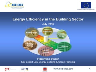 This project is funded by the European Union




Energy Efficiency in the Building Sector
                      July 2010




                  Florentine Visser
    Key Expert Low Energy Building & Urban Planning

                                www.med-enec.com                                    1
 