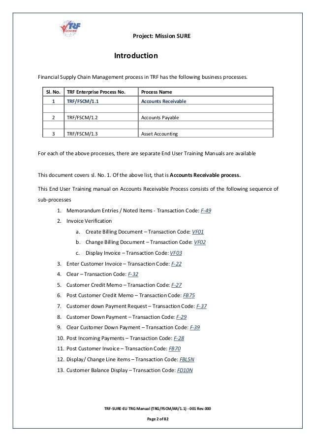 Sap account receivable process Sap account receivable process