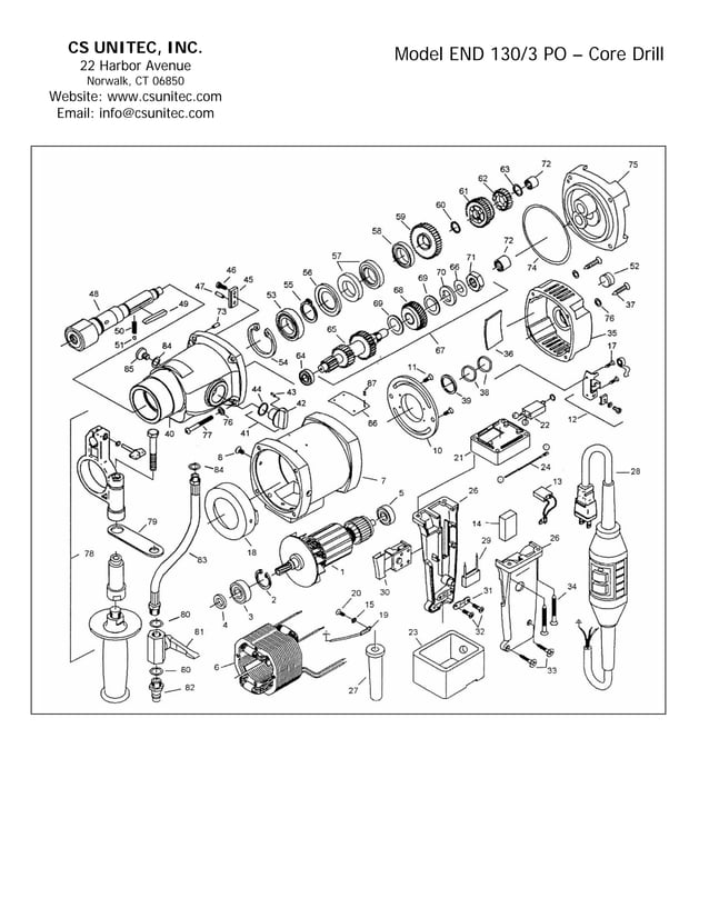 CS Unitec Electric Core Drill Schematics END 130/3PO PDF