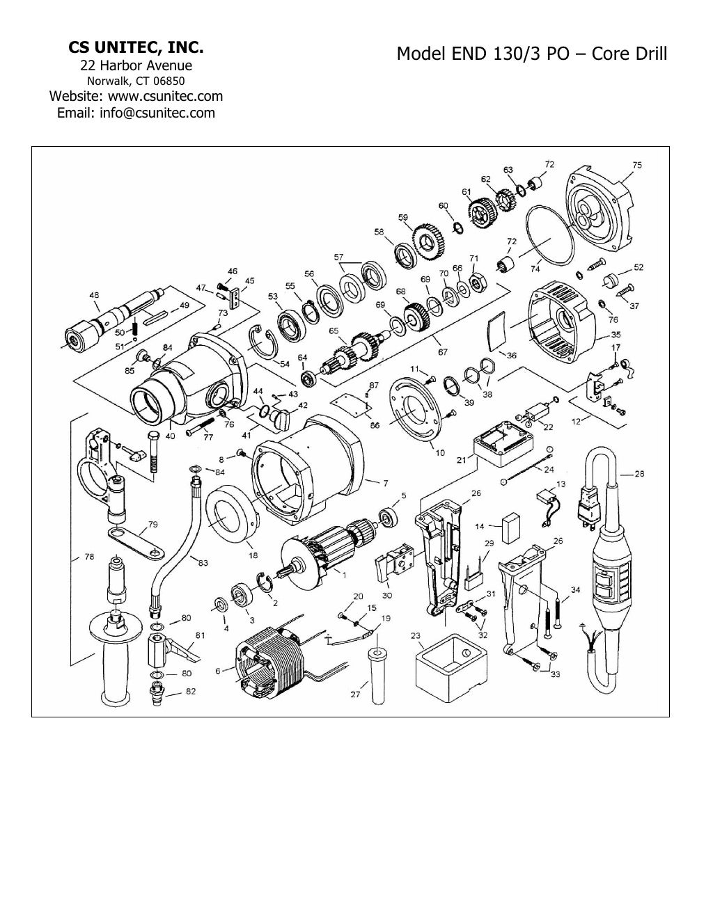 CS Unitec Electric Core Drill Schematics END 130/3PO