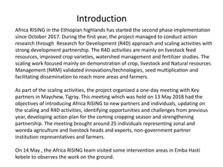 Africa RISING Project Key Partners Meeting and Field Visit to Intervention Areas, Maychew, Tigray, 13-14 May 2018
