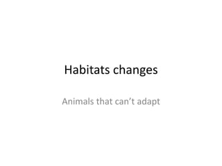 Habitats changes
Animals that can’t adapt
 