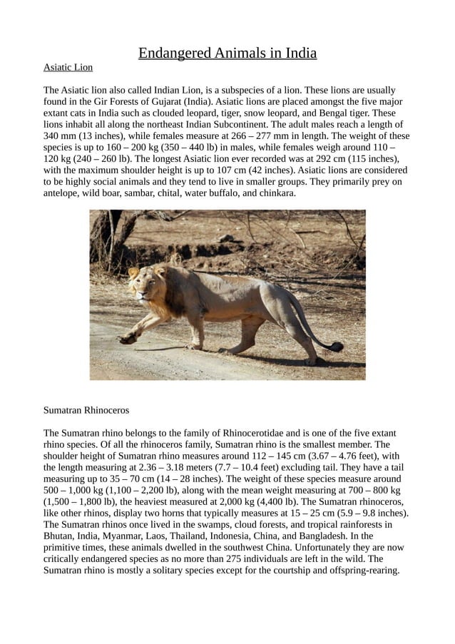 Endangered animals of india | PDF