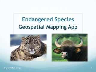Endangered Species
                  Geospatial Mapping App




2012 White Ram Energy                      1
 